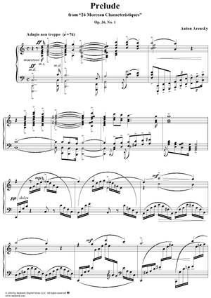 Prelude, No. 1 from "Twenty Four Morceau Characteristiques", Op. 36