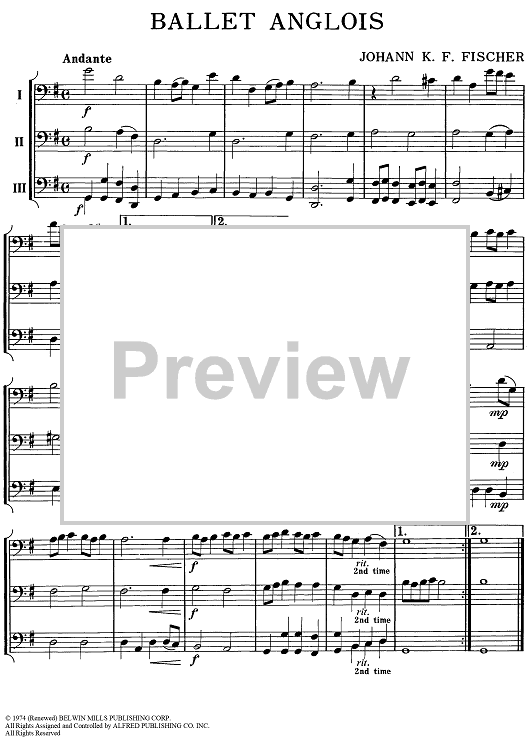 Ballet Anglois - Bass Clef Instruments