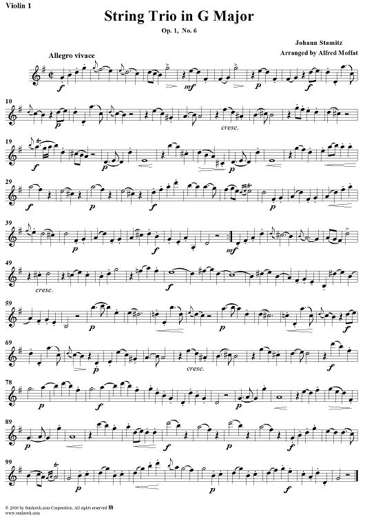 String Trio in G major op. 1, no. 6 - Violin 1