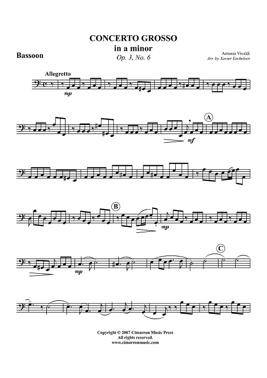 Concerto Grosso in A Minor - Bassoon