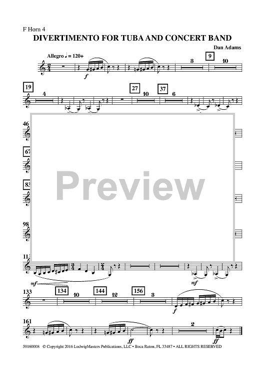 Divertimento for Tuba and Concert Band - Horn 4 in F