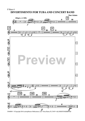 Divertimento for Tuba and Concert Band - Horn 4 in F
