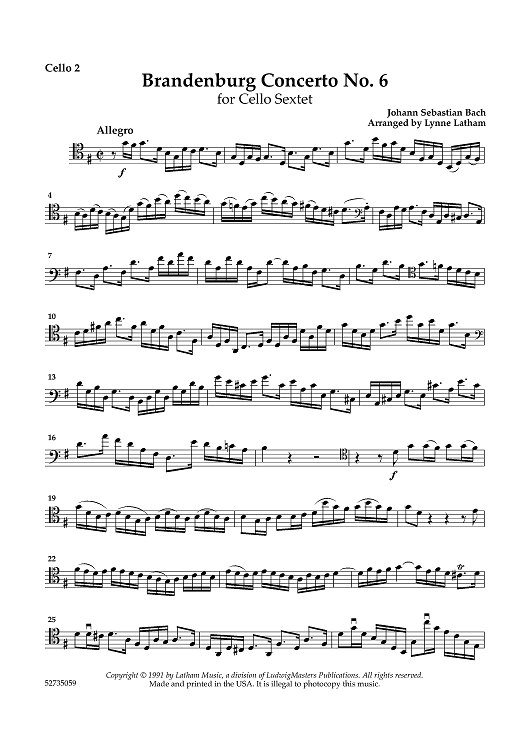 Brandenburg Concerto No. 6 - for Cello Sextet - Cello 2