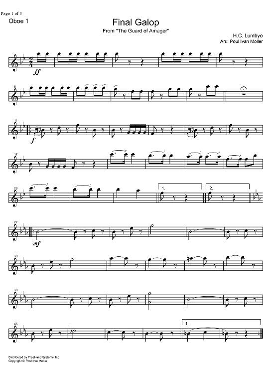 Final Galop from the Guard of Amager - Oboe 1