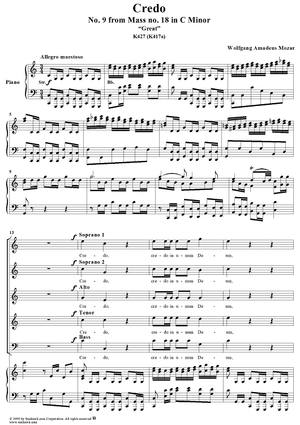 Credo - No. 9 from Mass no. 18 in C minor (