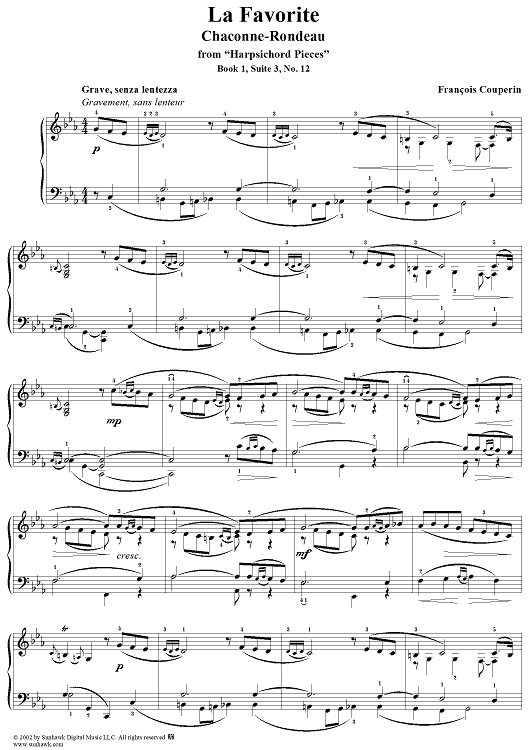 Harpsichord Pieces, Book 1, Suite 3, No. 12: La Favorite&quot