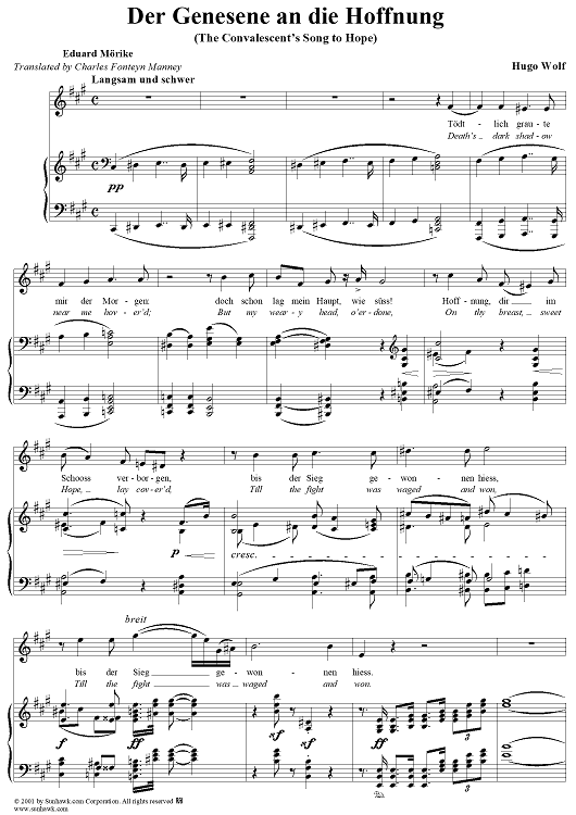 Der Genesene an die Hoffnung, No. 1 from "Mörike Lieder"