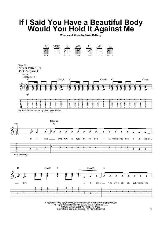 If I Said You Have A Beautiful Body Would You Hold It Against Me