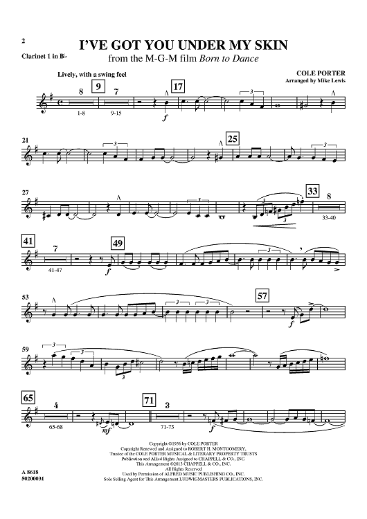 I've Got You Under My Skin - from the M-G-M film Born to Dance - Clarinet 1 in Bb