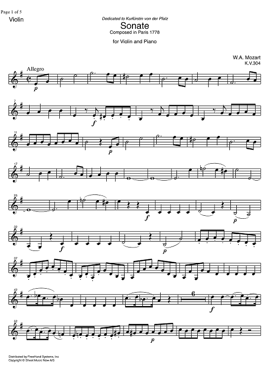 Sonata No.21 e minor KV304 - Violin