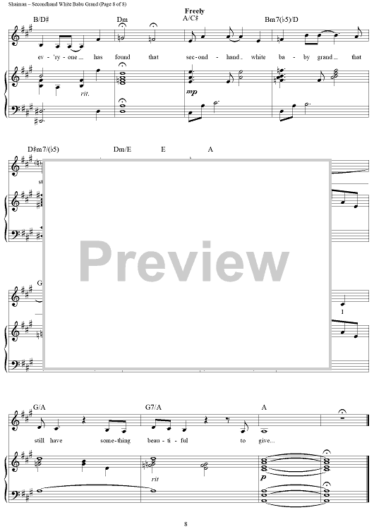 Secondhand White Baby Grand" Sheet Music by Megan Hilty for Piano/Vocal