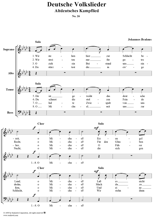Deutsche Volkslieder, No. 26, Altdeutsches Kampflied