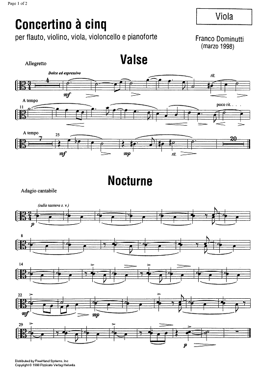 Concertino à cinq - Viola