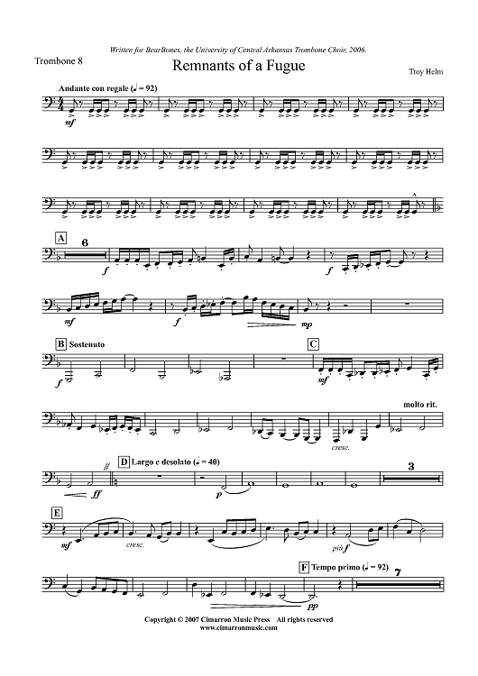 Remnants of a Fugue - Trombone 8