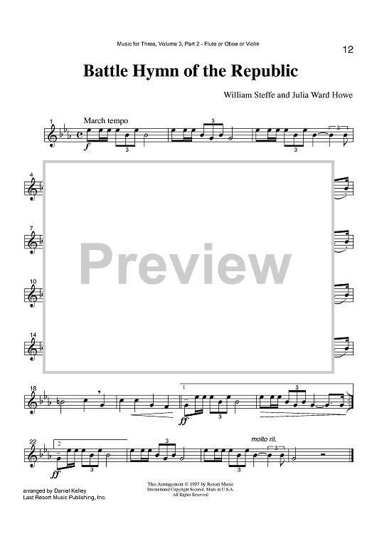 Battle Hymn of the Republic - Part 2 Flute, Oboe or Violin