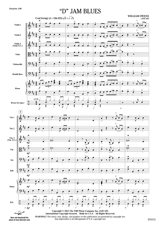 "D" Jam Blues - Score