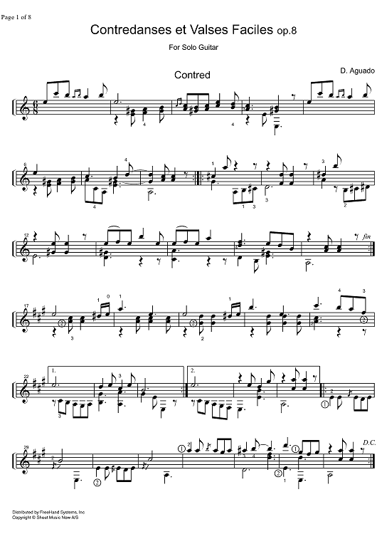 Contredanses non difficiles Op. 8