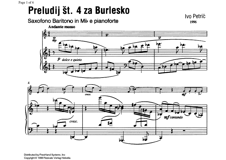 Preludij st. 4 za Burlesko - E-flat Baritone Saxophone