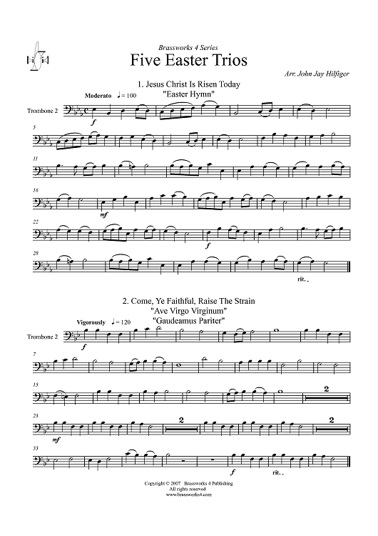 Five Easter Trios - Trombone 2