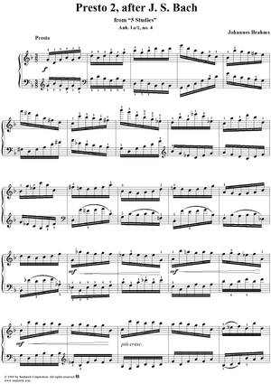 Presto 2, after J.S. Bach , No. 4 from "5 Studies"