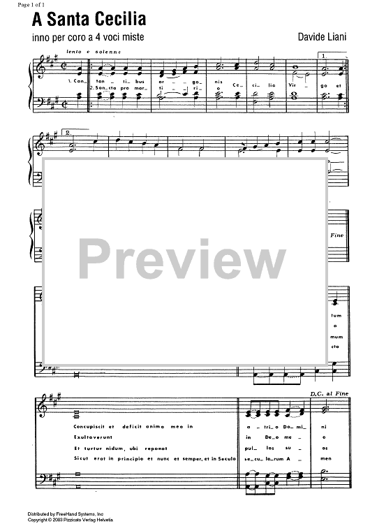 A Santa Cecilia - Score