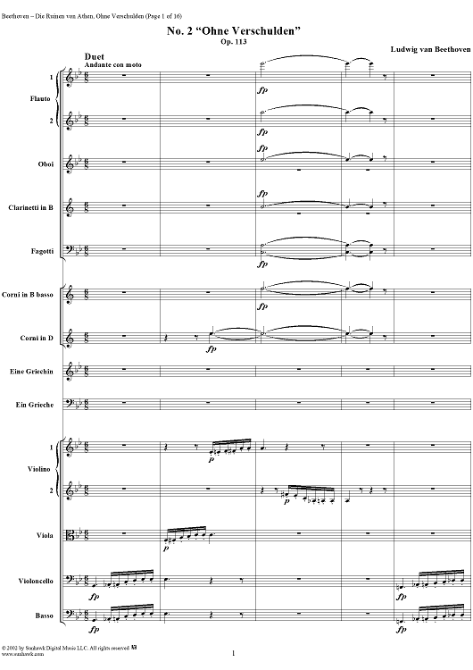 Ohne Verschulden, No. 2 from "Die Ruinen von Athen", Op. 113 - Full Score