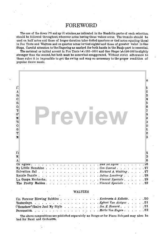 Mandolin & Guitar Collection No. 20A - Contents