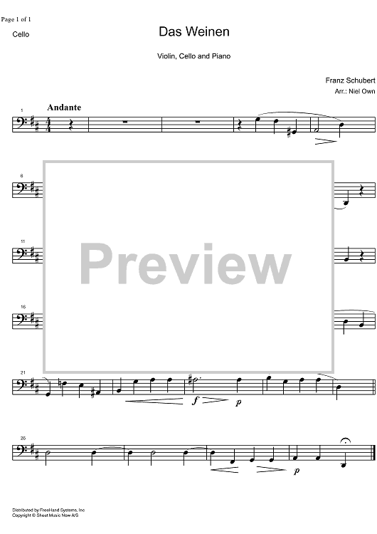 Das Weinen Op.106 No. 2 D926 - Cello