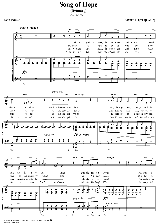 Song of Hope, Op. 26, No. 1
