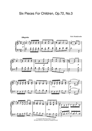 Six Pieces For Children, Op.72, No.3