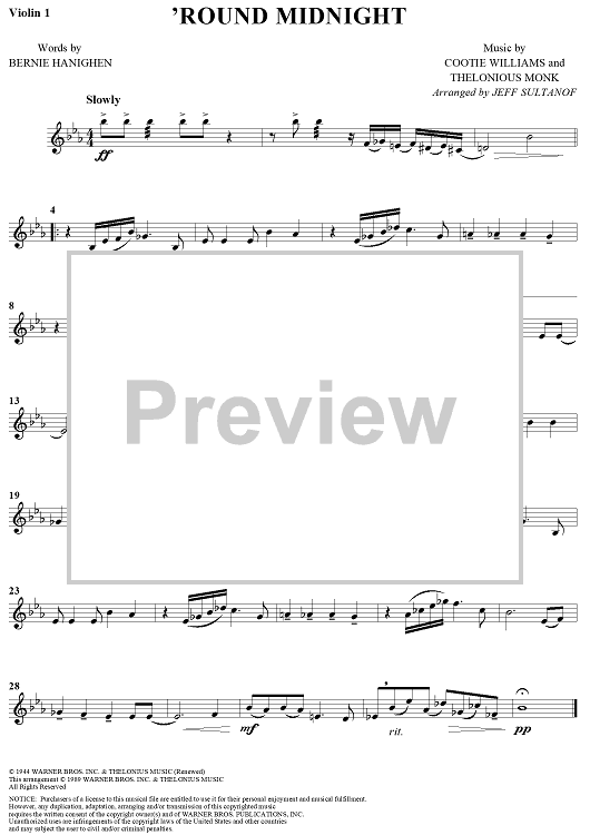 'Round Midnight - Violin 1