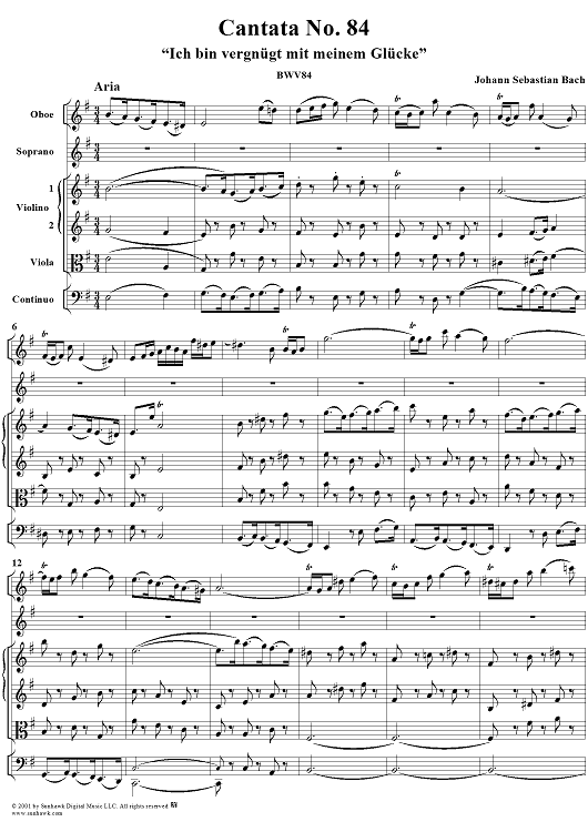Cantata No. 84: Ich bin vergnügt mit meinem Glücke, BWV84