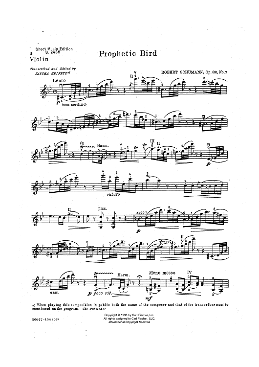 Prophetic Bird - from Waldszenen, Op. 82, No. 7
