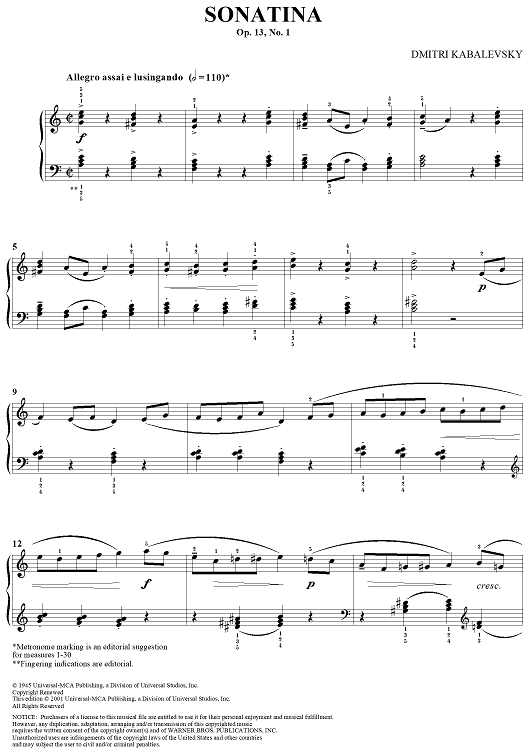 Sonatina, Op. 13, No. 1