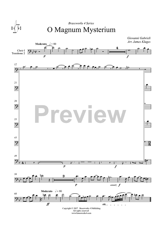 O Magnum Mysterium - Choir 1, Trombone 2