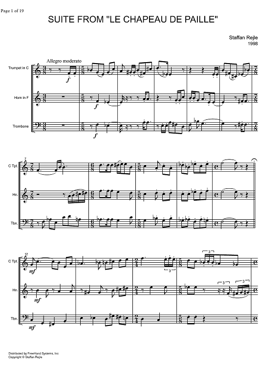 Suite from Le Chapeau de Paille - Score