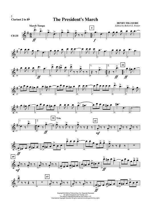 The President's March - Clarinet 2 in B-flat