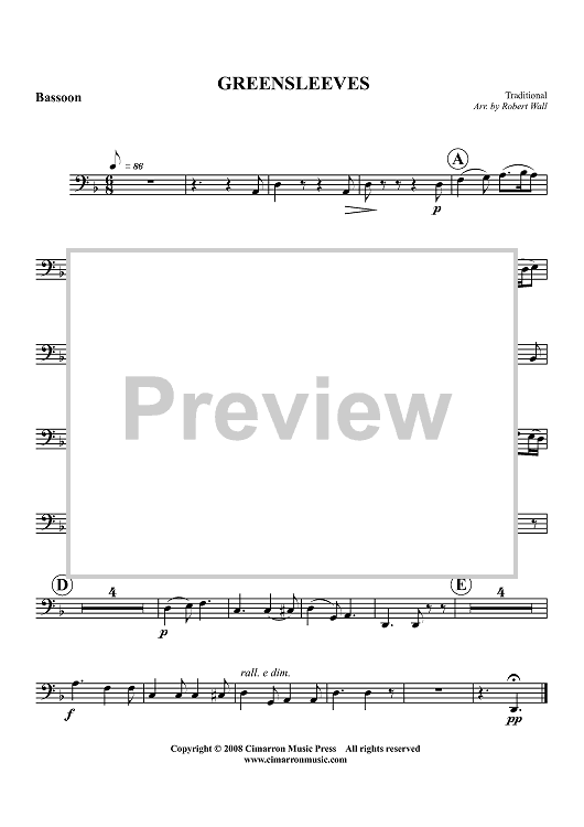 Greensleeves - Bassoon