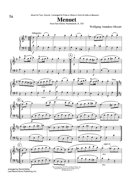 Menuet - from Eine Kleine Nachtmusik, K. 525