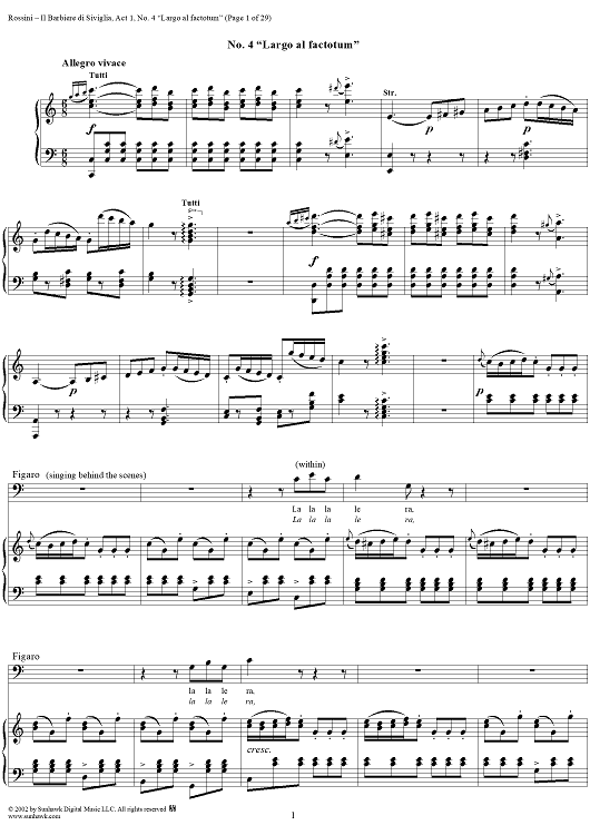 Cavatina and Scene: Largo al factotum, No. 4 from "Il Barbiere di Siviglia"
