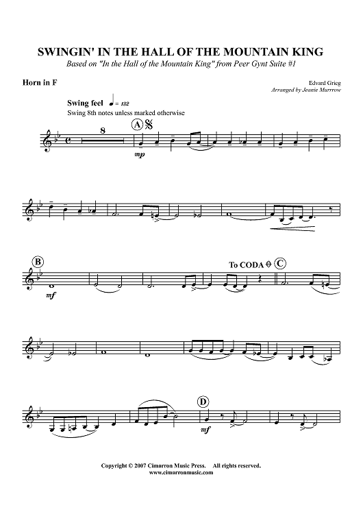 In the Swing of the Mountain King - Horn in F