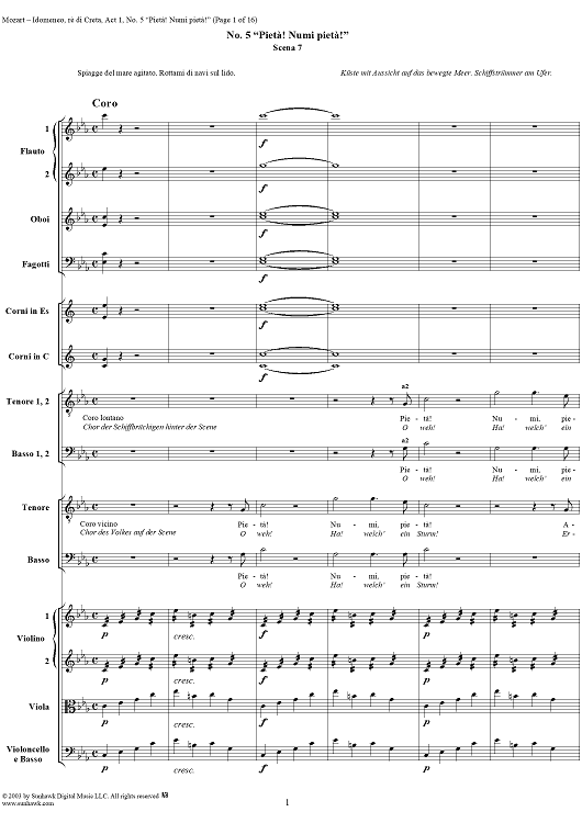 Idomeneo, rè di Creta, Act 1, No. 5 "Pietà! Numi pietà!" - Full Score