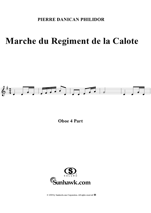 Marche du Regiment de la Calote - Oboe 4