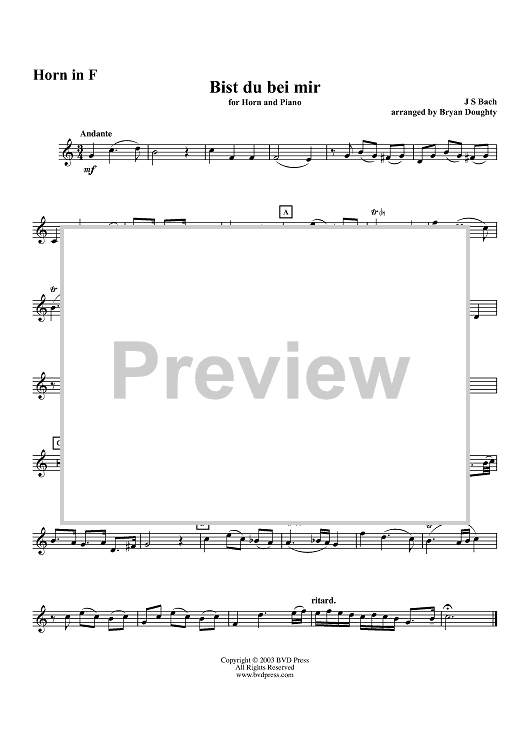 Bist du bei mir - Horn