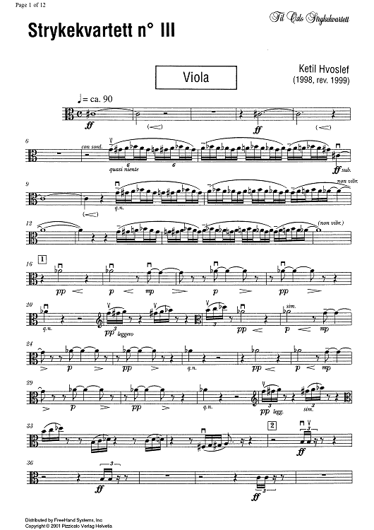 String Quartet No. 3 - Viola