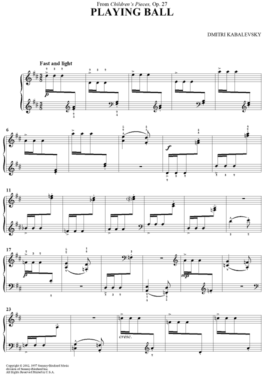 Playing Ball - From 'Children's Pieces, Op. 27'