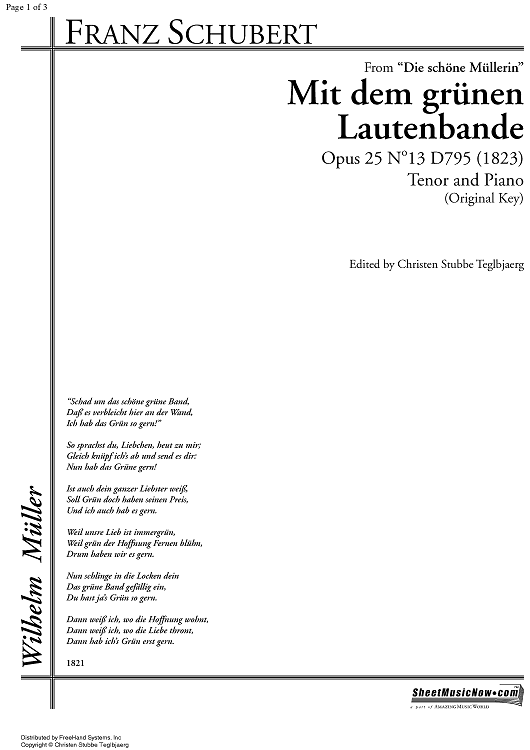 Mit dem grünen Lautenbande Op.25 No.13 D795