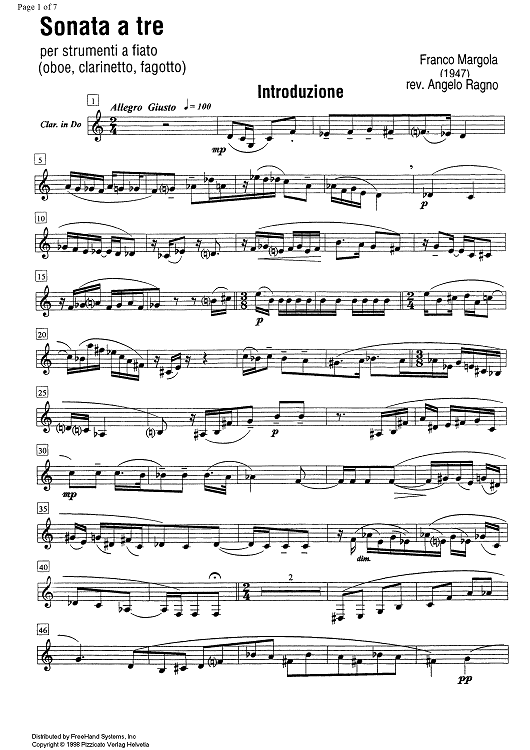 Sonata a tre - Clarinet in C