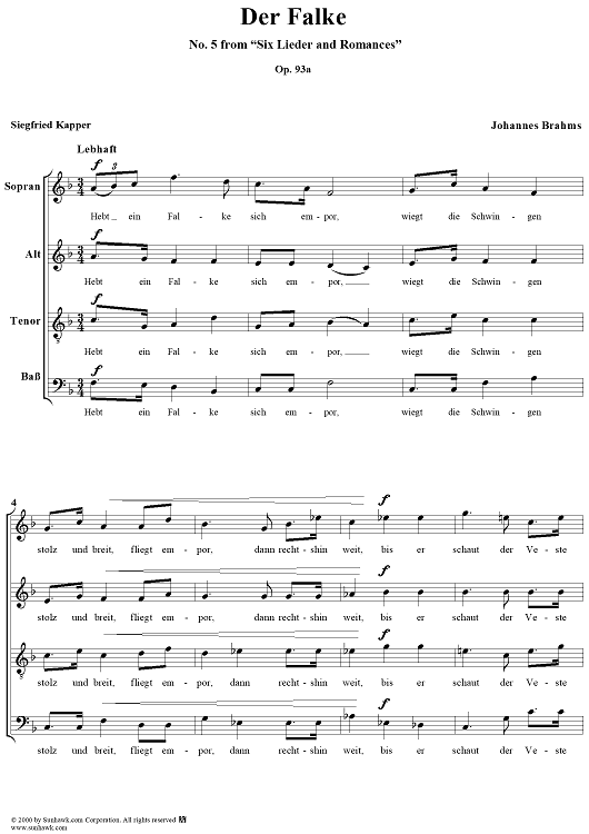Six Lieder and Romances, op. 93a, no. 5: Der Falke