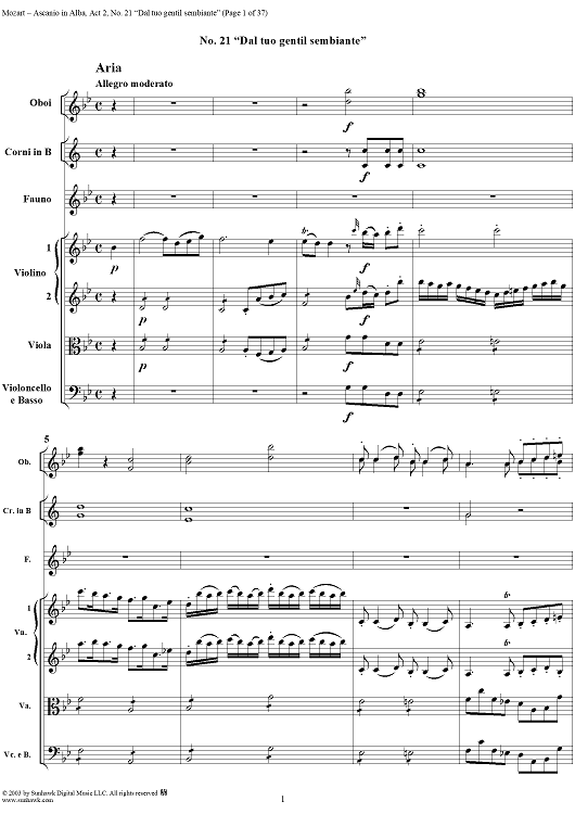 "Dal tuo gentil sembiante", No. 21 from "Ascanio in Alba", Act 2, K111 - Full Score